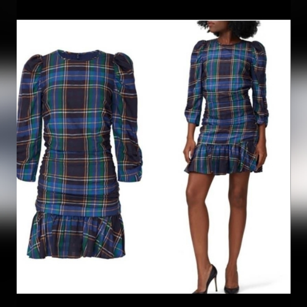 Tanya Taylor Plaid Raven Dress